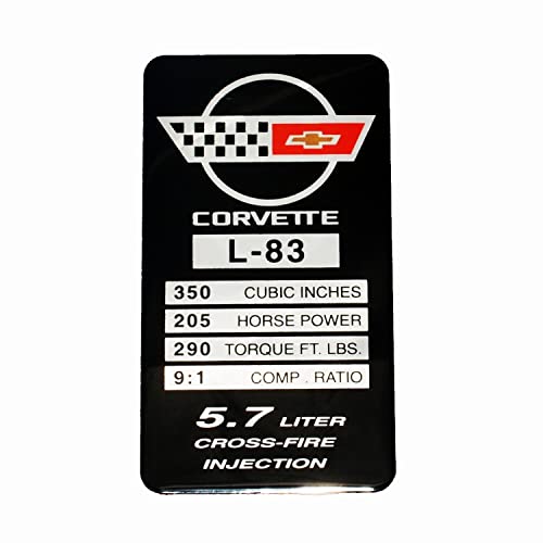 Image of 1Pc C4 Corvette 1984 L83 Engine ID Spec Metal Data Plate Consoler Emblem 3D Badge Nameplate Replacement for Corvette