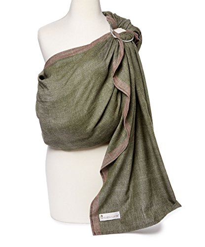 Image of Hip Baby Wrap - Adjustable Baby Ring Sling & Infant Wrap Carrier for Newborns & Toddlers - Soft Cotton Baby Wrap for Babywearing - for Nursing and Infant Shower Gifts, 8-35 lbs - Olive