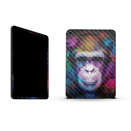 Image of MightySkins Carbon Fiber Skin Compatible with Apple iPad 10.9 inch 10th Gen (2022) Full Wrap Kit - Neon Monkey | Protective, Durable Textured Carbon Fiber Finish | Easy to Apply | Made in The USA
