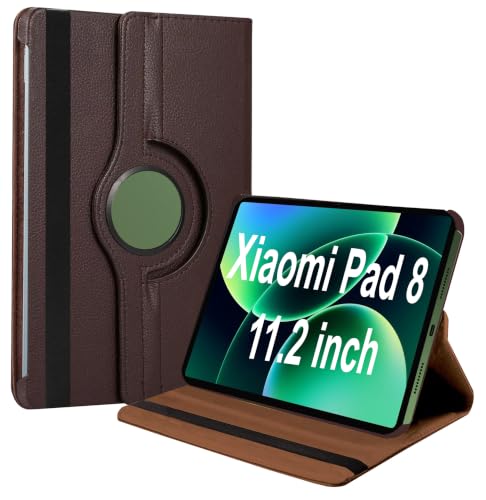 Image of TGK 360 Degree Rotating Flip Cover Case for Xiaomi Mi Pad 8 /8 Pro /Mi Pad 7 /7 Pro 11.2 inch Tablet (Brown)
