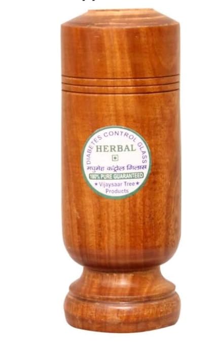 Image of MADHUFIT Vijaysar wood Glass and Vijaysar Bowl Combo | Pterocarpus Marsupium | Indian Kino Tree