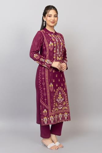 Image of HIFZAA Woollen Winter wear Kurti Palazo Set for Womens Warm Kurta Suit for Ladies Pure Wool M to 4XL