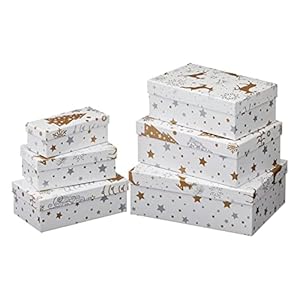 Lot de 6 boîtes cadeaux – Lot de 6 boîtes cadeaux – Blanc doré et argenté