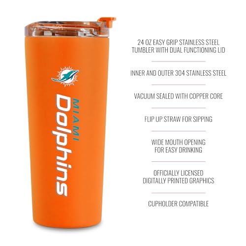 Image of Rico Industries NFL Football 24oz Stainless Steel Tumbler with Lid and Dual Functioning Lid