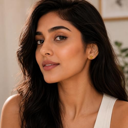 Image of ACCESSHER Gold-Tone Square Contemporary Stud Earrings | Fashion Jewellery, Valentine Gift for Girlfriend | Trendy Earrings for Women and Girls