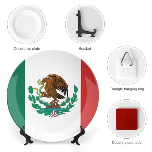 Plato decorativo bandera de México de porcelana ósea 6 pulgadas miniatura 3
