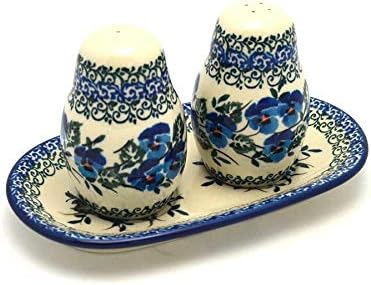 Polish Pottery Salt & Pepper Set - Winter Viola