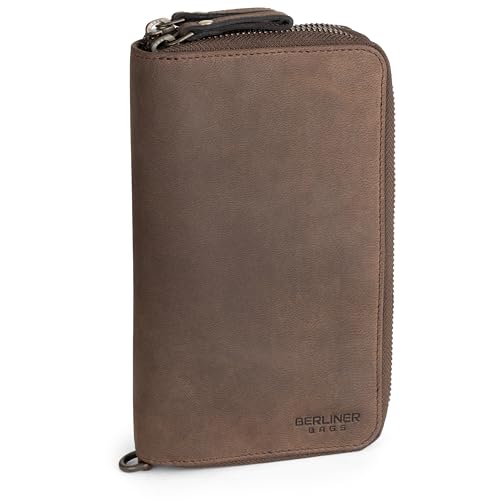 Berliner Bags Dallas M Cartera de Piel Auténtica para Hombre con Protección RFID y Múltiples Compartimentos para Tarjetas, Billetes y Monedas – Marrón