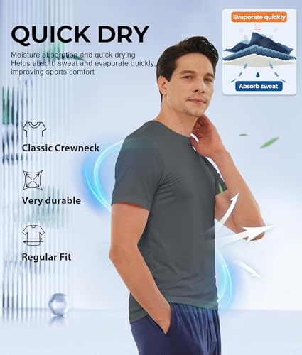 Image of BAMBOO COOL Men's Undershirts Moisture Wicking Crewneck T Shirts 6 Pack