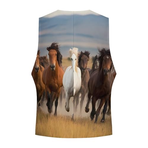 Running Horse Animal Men's Suit Vest Slim Fit Business Dress Party Pattern Waistcoat Vest Top4