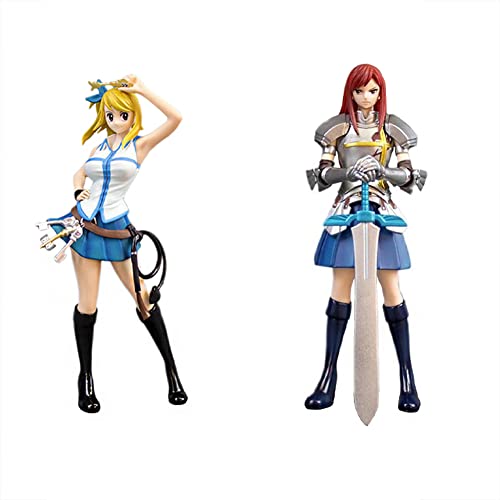 Jiumaocleu Lucy Heartfilia Lot de 2 figurines de l'anime Fairy Tail - Figurines d'action de personnage de l'anime - Objets de collection - Jouets de bureau