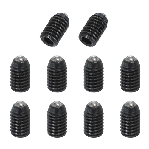 PATIKIL M5x8mm Ball Point Set Screws, 10 Pcs Carbon Steel Hex Socket Spring Plungers Grub Screw for Industrial Machine Home Furniture Workplaces, Black