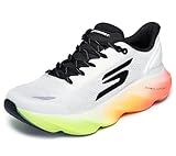 Skechers Men's Aero Burst Running Shoe, White/Black/Multi, 10.5