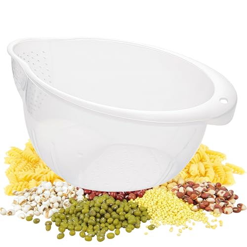 Image of Japanese Rice Strainer Quinoa Washing Bowl Small Grains Washer Cleaner | Plastic Side Drainers Colander for Rinsing Fruits, Vegetables and Beans, BPA-Free