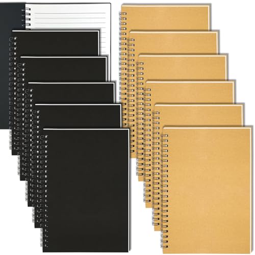 12Pack Spiral Notebook, 5.7x8.3” Small Notebooks for Work 120Page Note Pads