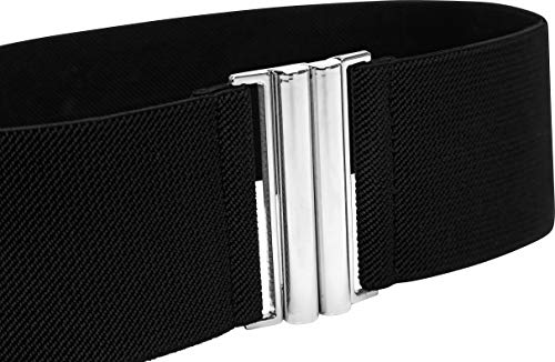 BlackButterfly Wide Elastic Waist Cinch Stretch Waistband Retro Vertical Clasp Buckle Belt3