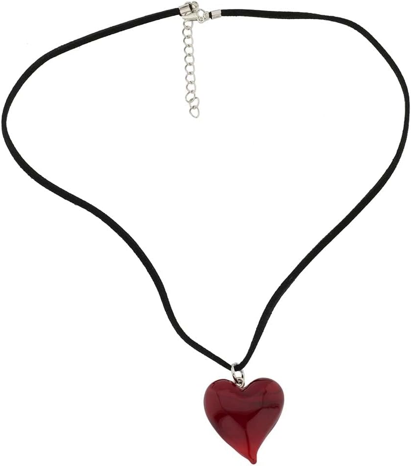Glass Of Venice Passione Italian Red Murano Glass Heart Pendant Necklace for Women - Handmade Blown Glass Necklace Made in Italy