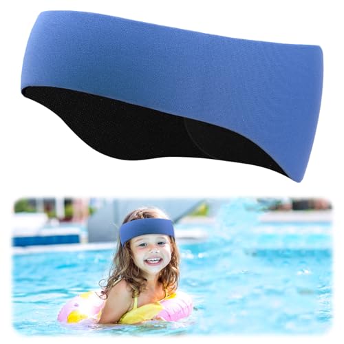 Diadema de Natación Niños en Neopreno, Banda de Oreja de Natación - Banda de Oreja Ajustable con Velcro para Protección Auditiva y Comodidad - Diadema Impermeable para Actividades Acuáticas (Azul)