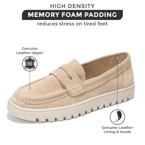 Project Cloud Genuine Leather Loafers for Women – Memory Foam Insoles Slip On Shoes for Women – Lightweight Womens Shoes – Non Slip Womens Loafers (Filide1)2