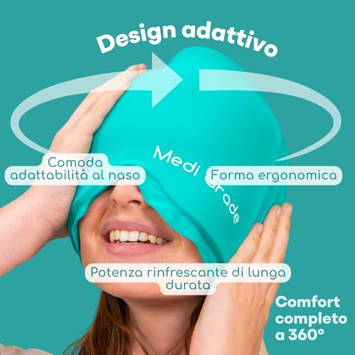 Medi Grade Cuffia In Gel Per Emicrania – Cappello Rinfrescante Per Cefalee Con Terapia Del Freddo – Maschera Mal Di Testa Morbida, Oscurante E Riutilizzabile - 6