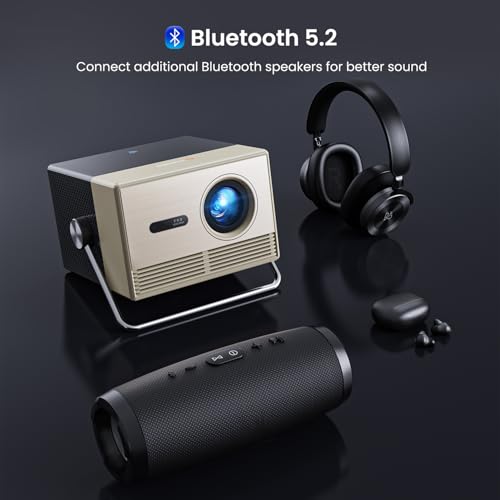 Image of 2000 ANSI Official Licensed Google TV Outdoor Projector 4K Full HD, Smart Projector with Wifi and Bluetooth, Auto Focus, Dolby Sound,Built-in Apps,HAPPRUN Indoor Home Theater for Phone /TV Stick /PC /PS5