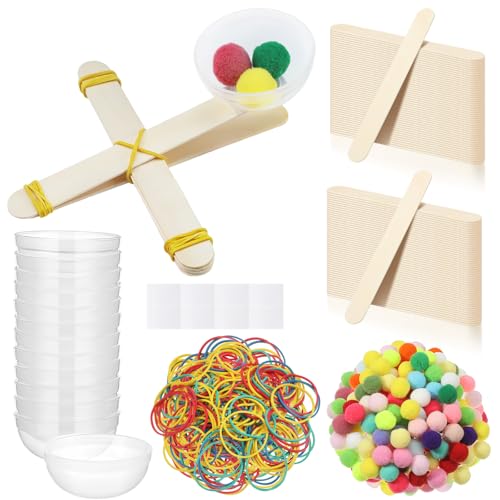 Foilswirl 24 Sets Stem DIY Catapult Craft Kit Craft Stick Catapults Kit for Educational and Learning Activities Camp Crafts Supplies (Colorful)