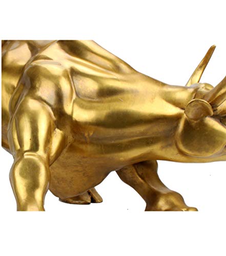 AMTOOCH Feng Shui Wall Street Bull Wealth Statue Brass Home Decor Attract Good Luck and Career Money Prosperity Copper Sculpture Golden (7.87\" L x 5.51\" W x 5.7\" H - Thumbnail 4