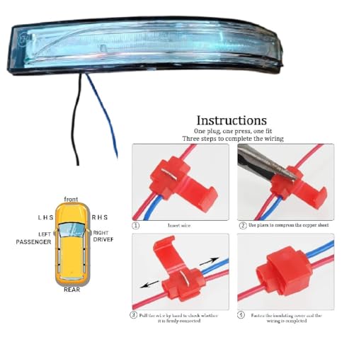 Image of ORVM Left Side View Mirror Indicator Lamp Light compatible with Hyundai I20 IST GEN, F /L 2008-2014 Year Model -Yellow with Scotch Lock (PASSENGER SIDE)