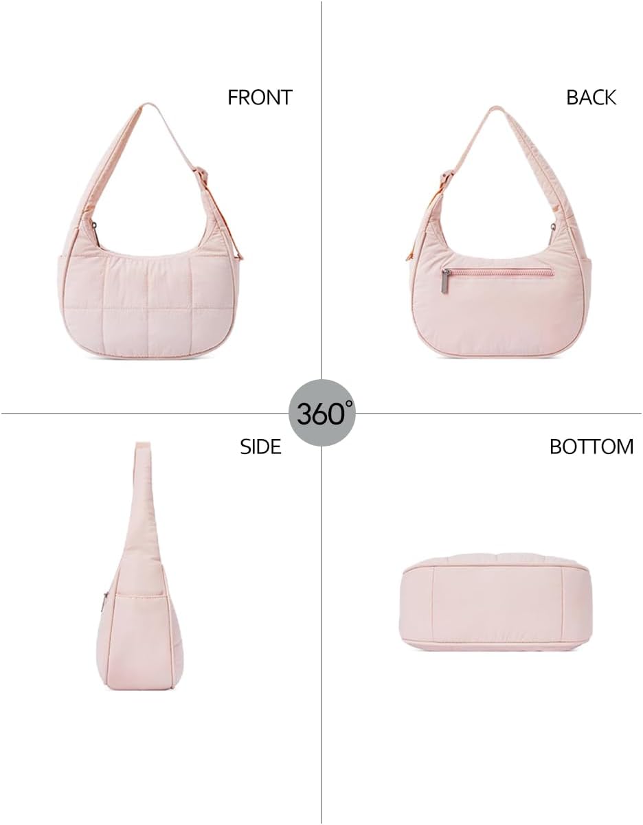 Small Crescent Puffer Purse Shoulder Bag for Women Nylon Quilted Purses Bag Adjustable Shoulder Strap Puffy bag - Image 5