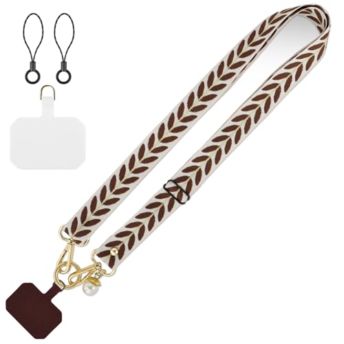 flintronic Cuerda para Movil, Cordón de Correa Colgante para Movil Universal, Ajustable Cuerda para Movil, Correa Cruzada para Teléfono, Cruzada para Cuello Con 2 Parche, para Todos los Smartphones