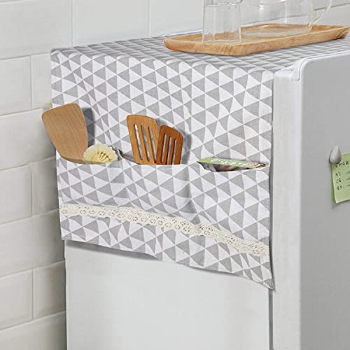 Image of HOKIPO Fridge Cover Top with Pockets, 130 x 55 cm, Grey
