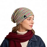 Ruphedy Women Slouchy Beanie Hat Knit Long Baggy Slouch Skull Cap for Winter (309w-Blue/Confetti)