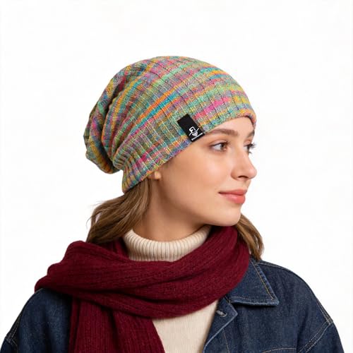 Ruphedy Women Slouchy Beanie Hat Knit Long Baggy Slouch Skull Cap for Winter