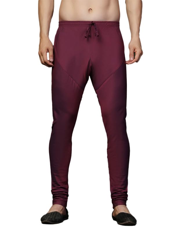 kisah Men's Churidar, Magenta Solid Cotton Blend-picture-19