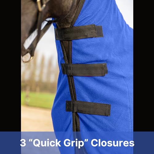 Image of RESISTANCE Fleece Contour Horse Cooler - Anti-Sweat Moisture Wicking, 3 Quick-Grip Neck Closures, Tail Cord, Durable Hemmed Edges, Polar Soft Fleece, Post-Exercise Cool Down
