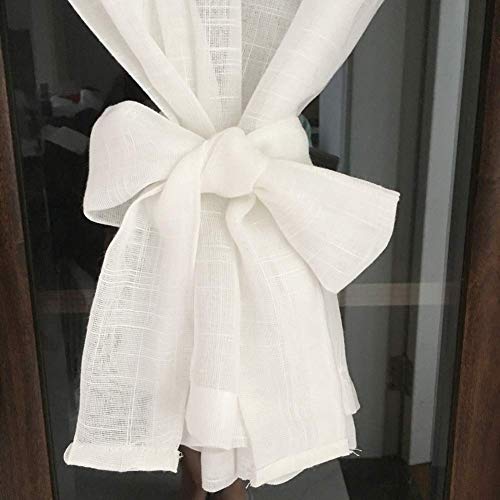 Media cortina de cocina blanca con bordados elegantes para ventana 8