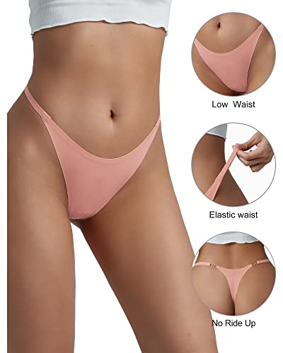 Image of DEANGELMON Seamless G-string Thongs for Women - No Show Thong Underwear Low Rise Stretch Panties Workout Pack