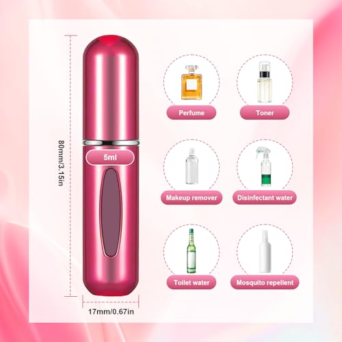 Image of Portable Mini Perfume Atomizer Bottle, 5ml /0.17oz Refillable Spray, Scent Pump Case, Travel Atomizer (Matte Rose Red)