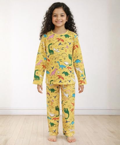 Image of Anthrilo Pure Cotton Printed Pyjama Set for Girls | Sleepwear | Night Suit, Night Wear | Long Sleeves T-Shirt & Pyjama | Regular Wear | 0-14 Years