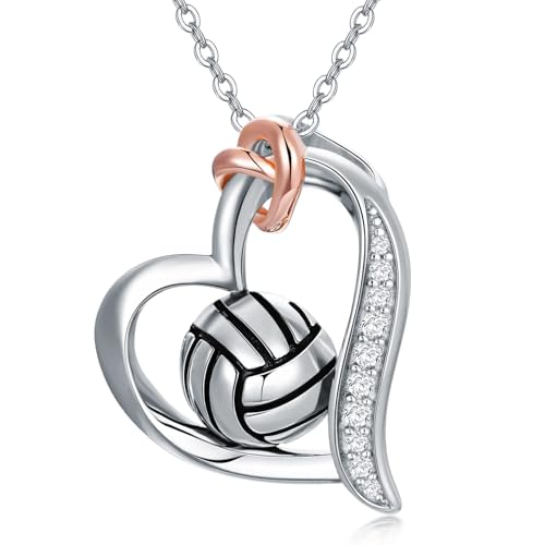 YAFEINI Volleyball/Baseball/Basketball/Tennis/Soccer/Golf/Necklace 925 Sterling Sliver Heart Sports Pendant Jewelry Gifts for Women