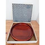 天然木 くり抜き 丸盆検)丸型 お盆 欅 漆加工 茶道具