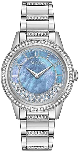 Bulova Women's TurnStyle 32mm Steel Bracelet &amp; Case Quartz MOP Dial Analog Watch 96L260