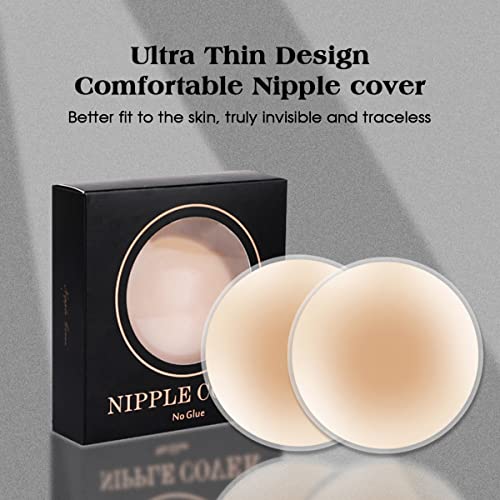 Oxysaiko Nipple Covers, Reusable Silicone Nipple Pasties Ultra Adhesive Nipple Cover Waterproof Breast Covers(2 Pairs) #TOP1