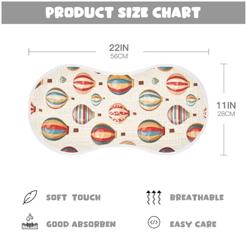 Balloon Cotton Soft Burp Cloths Easy Care Baby Cloth for Gender Neutral Set of 2, 22x11in4