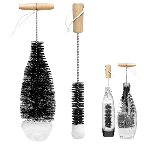 2 Stück Flaschenbürste kompatibel Sodastream Glasflaschen Flaschenreiniger Bürste mit Weichem Plüsch Kratzerfreier Reinigung 35cm Bürste Flaschenbürste für Sodaflaschen Babyflaschen Trinkflaschen