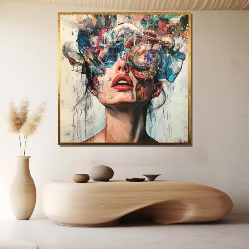 Cuadro abstracto de mujer con explosión de color que inspira tu hogar 4