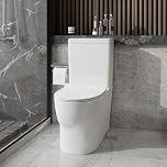 Back to Wall Toilet Close Coupled Bathroom Toilets White Ceramic WC Pan with Quick Release Soft Close Seat & Dual Flush Cistern Modern Oval Style Elongated Comfort Toilet