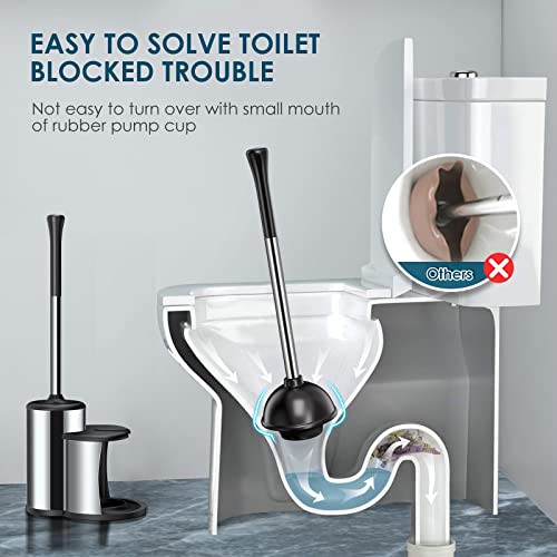 HAMITOR Toilet Plunger Bowl Brush Set: Hideaway Heavy Duty Toilet Plunger Scrubber Cleaner Holder Combo for Bathroom with Covered Caddy Hidden Elongated Discreet Apartment Plunger Brush Accessories by Roleader - Image 3