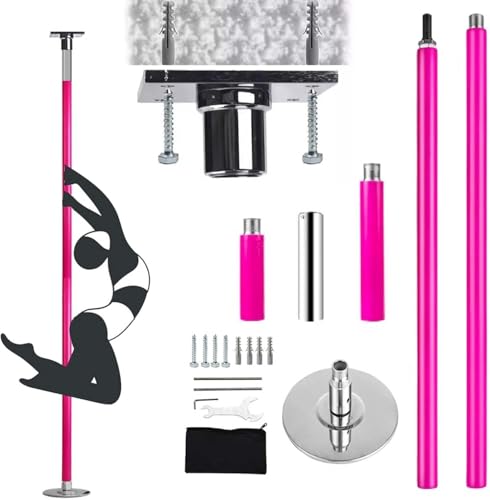 FBHappiness Ceiling Mounting Pole Commercial Permanent Dance for Pub Gym Club Yoga Room,Dance Pole Static & Spinning Adjustable Dance Tube, Non Slip Stripper Pole - Pink, （Pink-3.1M-3.3M）