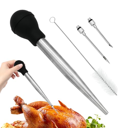 Jeringa De Adobo con Inyector De | Inyector De Carne para Barbacoa con Aguja Absorbente De Y Cepillo De Limpieza | Kit De Condimentos De Acero Inoxidable para A La Parrill